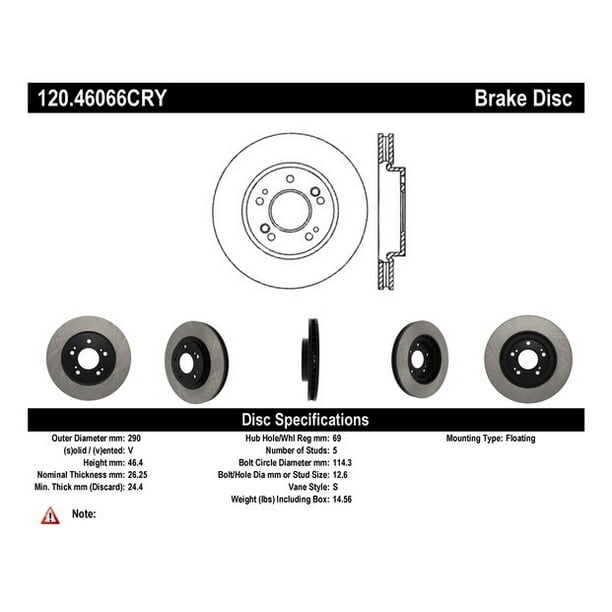Centric 120.46066 Premium Brake Rotor Centric 120.46066 Premium Brake Rotor
